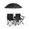 Foldable Picnic Chair with Adjustable Umbrella and Beverage Holders
